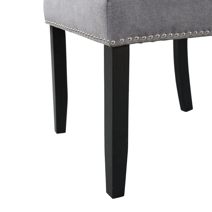 Tuscany Dining Linen Nailhead Side Chair (2 Per Pack) - Charcoal