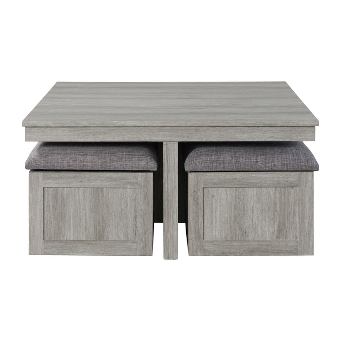 Uster Coffee Table W/Four storage Stools Grey