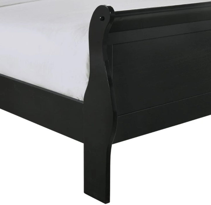 Elements International Louis Philippe Queen Panel Bed in Black