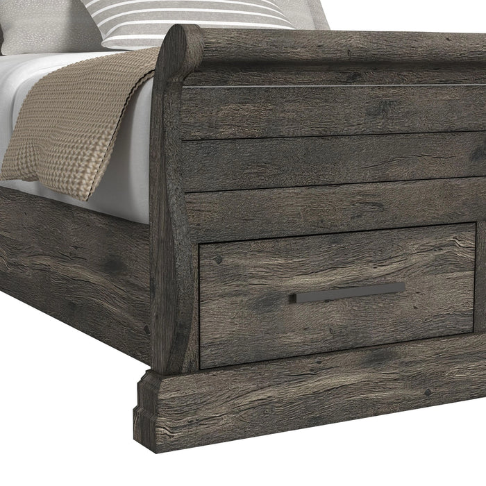 Park Ridge Sleigh Storage Bed in Charcoal