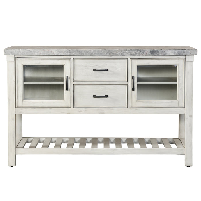 Steve Silver Canova Gray Marble Top Server in Cathedral White
