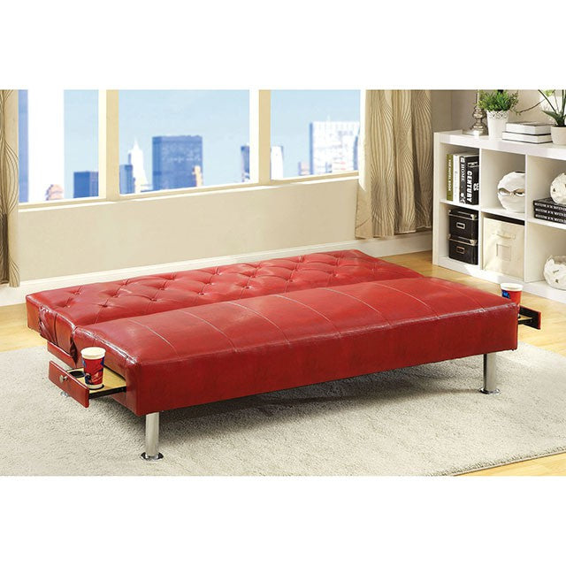 Farel Futon Sofa Red & White