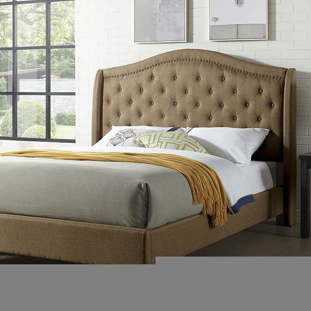 Carly Cal.King, E.King, Full, & Queen Bed Grey & Brown