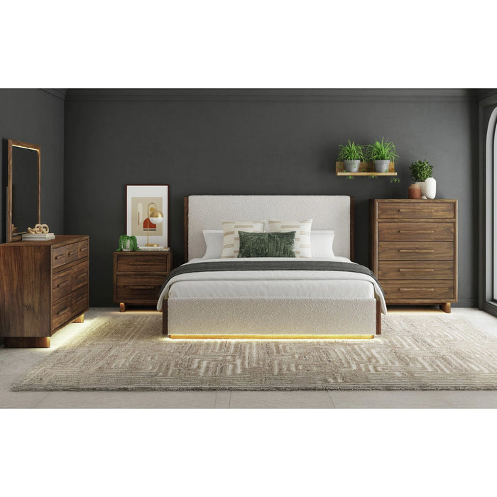 Brisbane Nightstand with USBC and LED in Brown