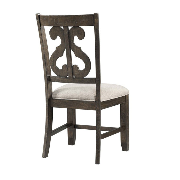 Elements International Stone Swirl Back Side Chair (Set of 2) in Cream/Dark Ash
