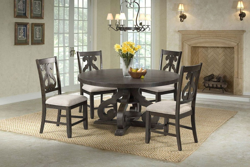 Elements International Stone Round Dining Table in Dark Ash