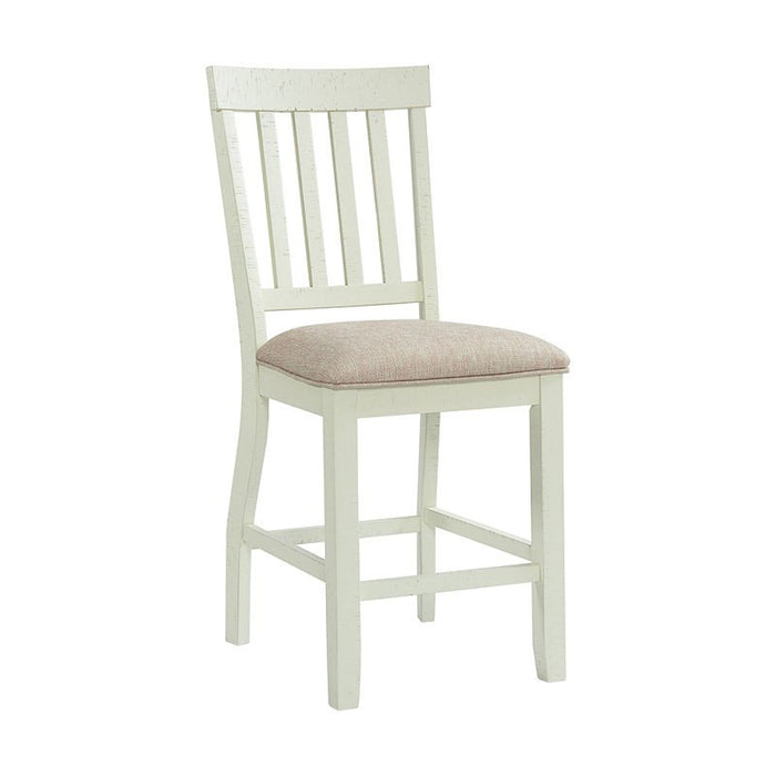 Elements International Stone Counter Height Slat Back Side Dining Chair (Set of 2) in White