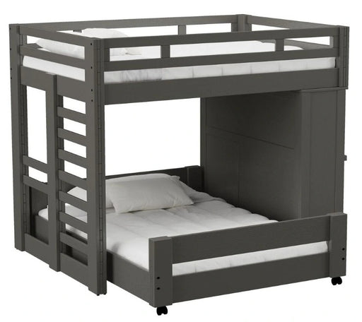Elements International Cali Kids Twin Over Twin Basic Loft Bed with Desk in Sleek Gray image