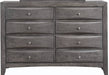 Elements International Emily Grey 8 Drawer Dresser in Gray image