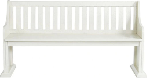 Elements International Stone Slat Back Dining Bench in White image