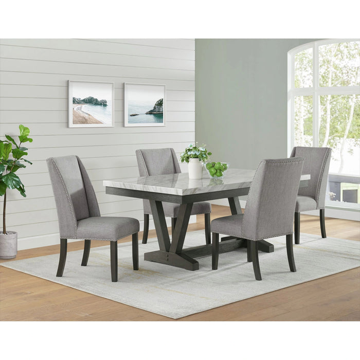 Everdeen Side Chair w/ Grey Fabric and Nail Heads in Charcoal (2 Per Carton)