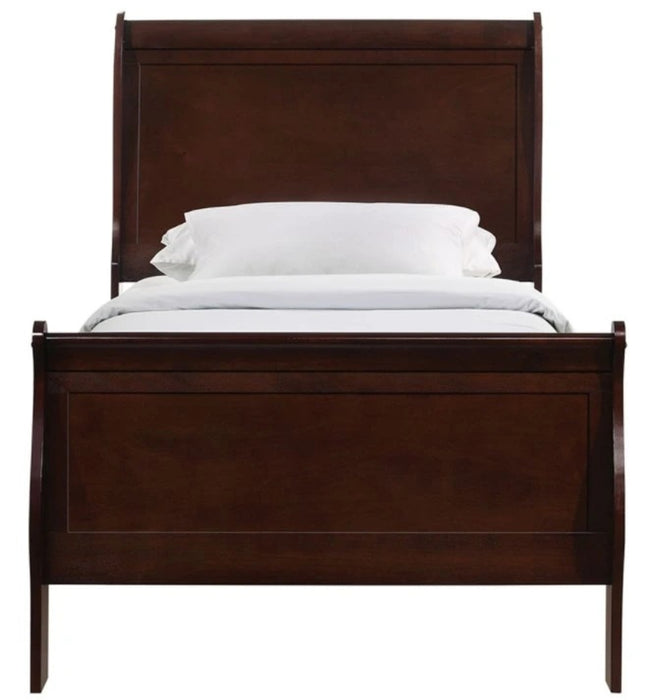 Elements International Louis Philippe Twin Panel Bed in Cherry