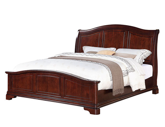 Elements International Cameron King Sleigh Bed (Low Footboard) in Dark Cherry image