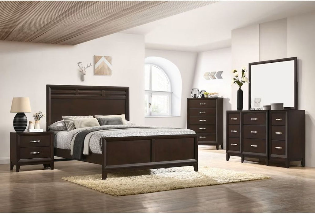 Elements International Beaumont Queen Panel Bed in Merlot