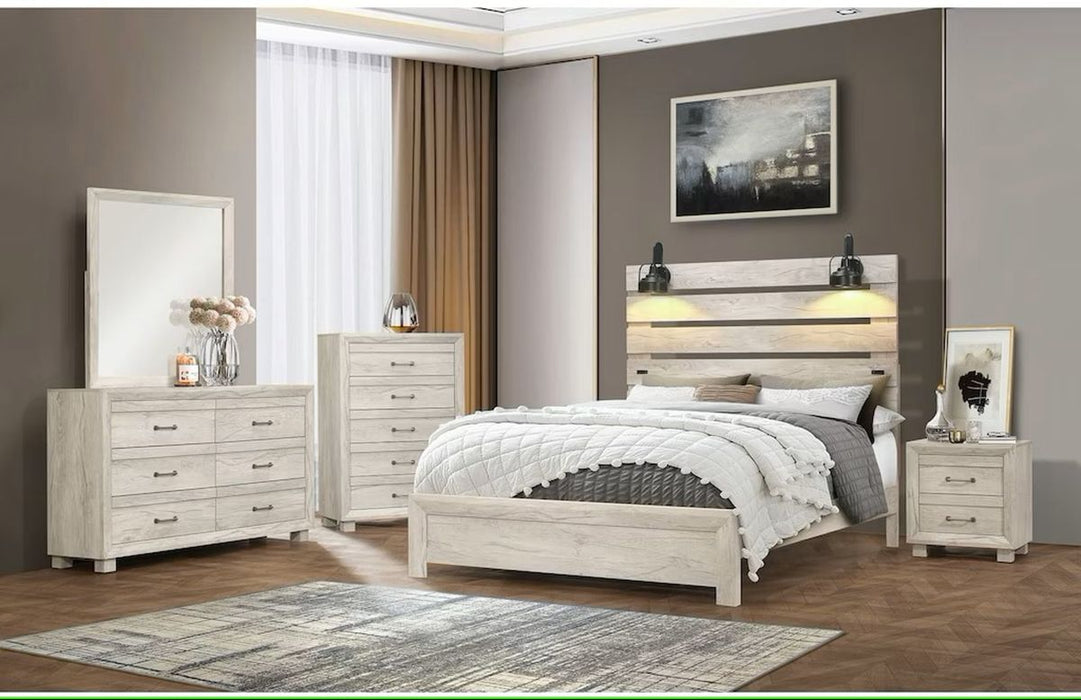 Elements International Fort Worth Queen Panel Bed in White