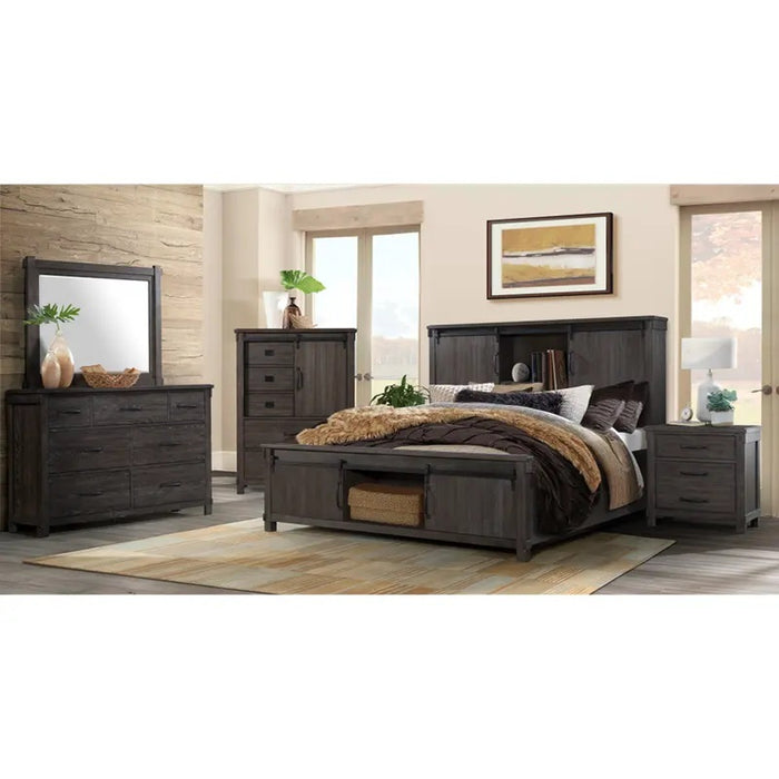 Elements International Scott Queen Platform Storage Bed in Dark