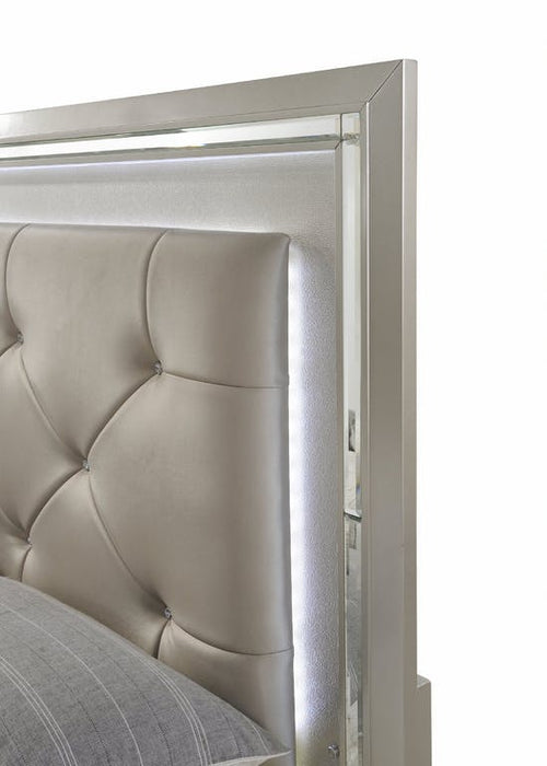 Elements International Platinum King Platform Bed in Golden Champagne