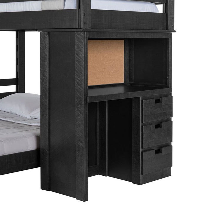 Elements International Vista Twin over Full Basic Loft Bed with Desk in Grey