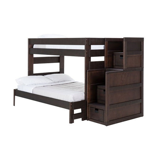 Elements International Vista Twin over Full Bunk Bed with Staircase in Brown image