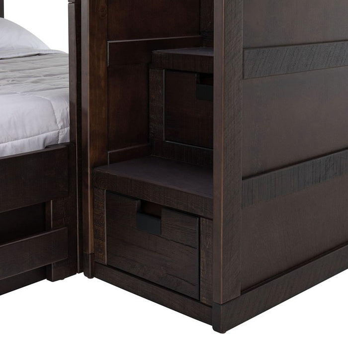 Elements International Vista Twin over Full Bunk Bed with Staircase in Brown