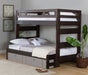 Elements International Vista High Top Twin over Full Bunk Bed with Ladder in Brown image
