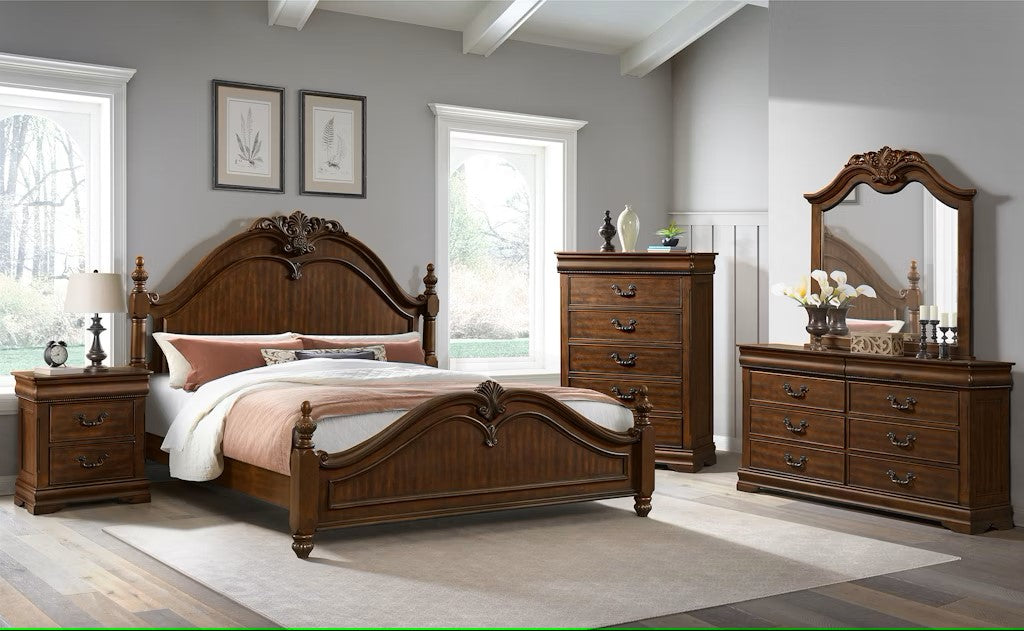 Elements International Northridge King Panel Bed in Brown
