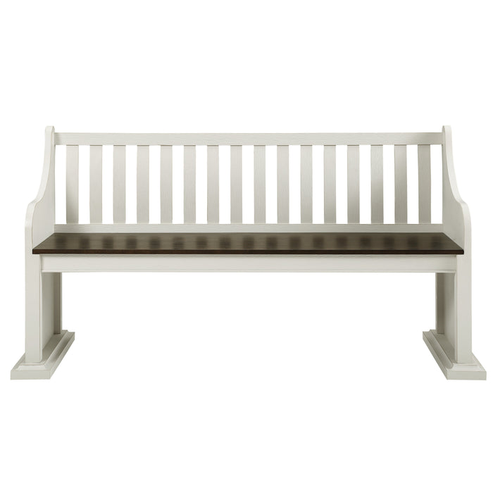 Steve Silver Joanna Bench with Back in Two-tone Ivory and Mocha