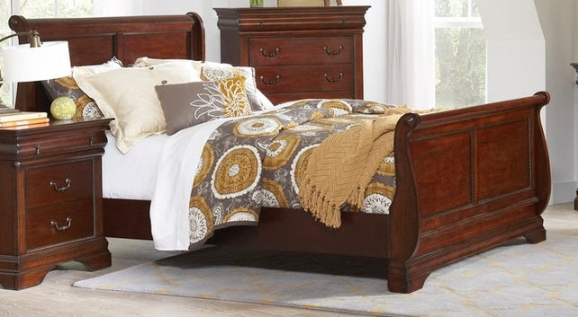 Elements International Chateau Full Sleigh Bed in Cherry LCT600FB image