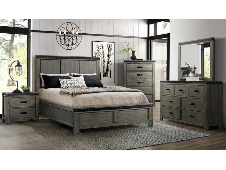 Elements International Wade Queen Bed in Gray