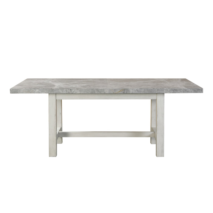 Steve Silver Canova Gray Marble Top Dining Table in Cathedral White